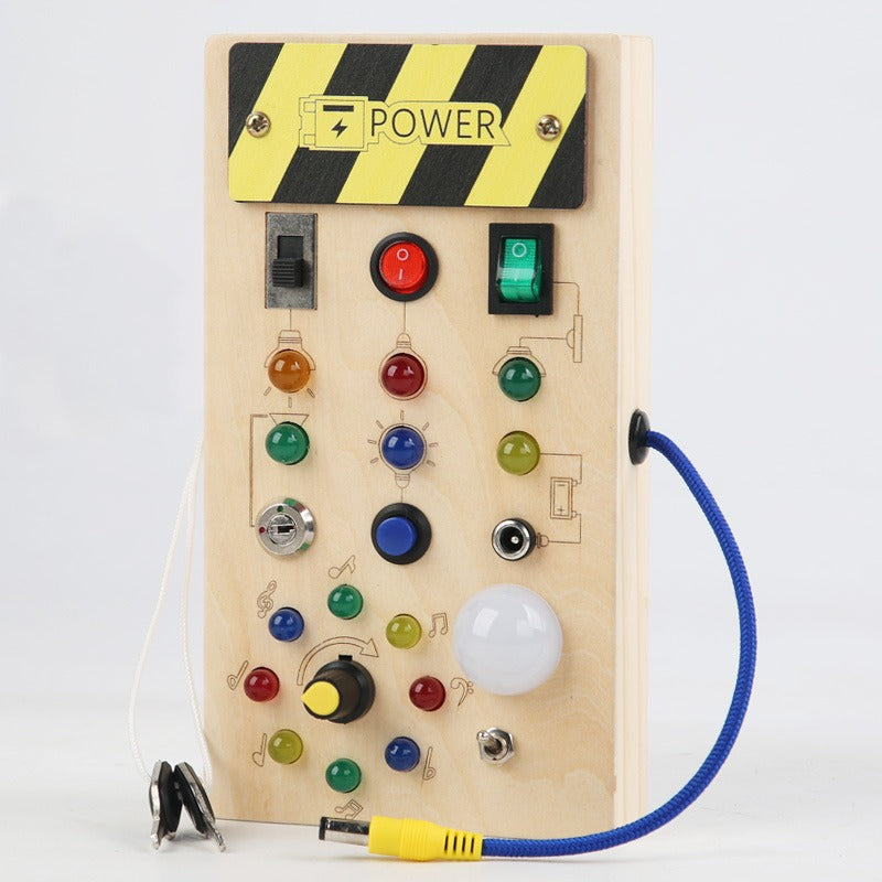 Montessori Sensory Busy Board - Wooden LED Activity Board for Kids (2-4 Years)