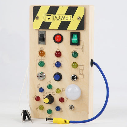 Montessori Sensory Busy Board - Wooden LED Activity Board for Kids (2-4 Years)