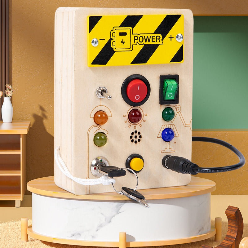 Montessori Sensory Busy Board - Wooden LED Activity Board for Kids (2-4 Years)