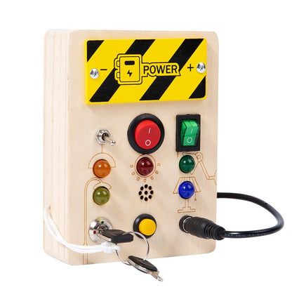 Montessori Sensory Busy Board - Wooden LED Activity Board for Kids (2-4 Years)